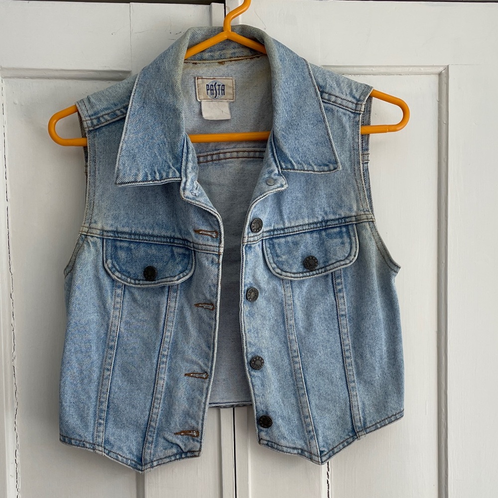 Pasta Brand Vintage Denim Sleeveless Vest Small Women’s Punk Grunge Y2K 90s